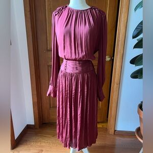Elegant Burgundy Long Sleeve Dress by Current Air